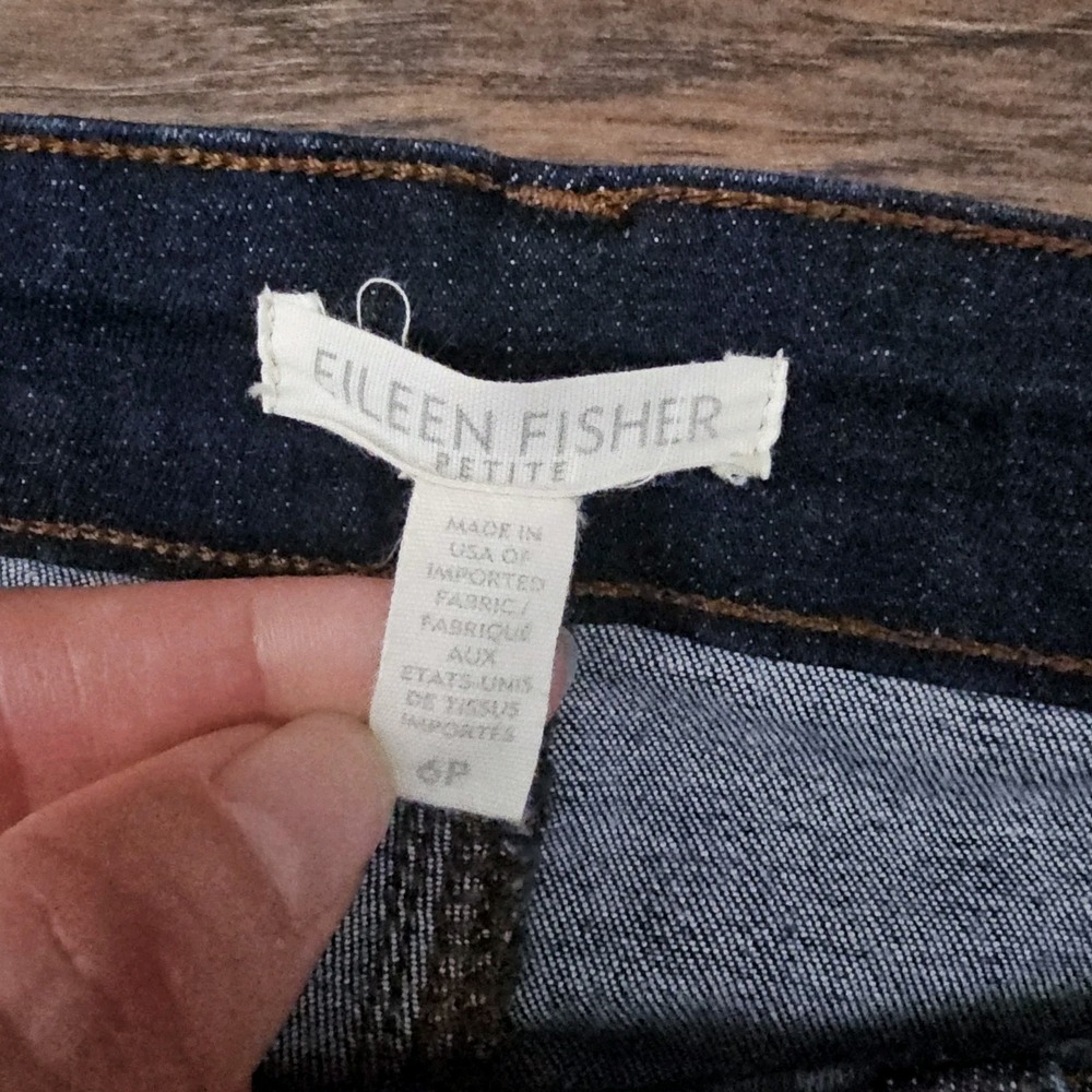 EILEEN FISHER Organic Cotton Stretch Skinny Soft Denim Blue Jeans Size 6 Petite - Picture 7 of 8